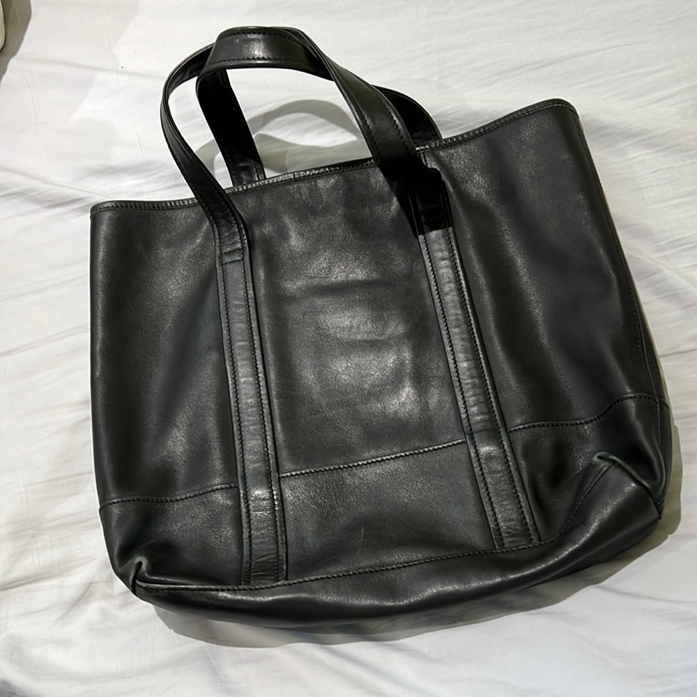 Coach black leather tote